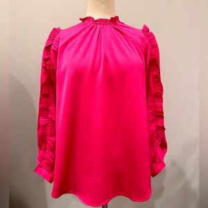 J.Crew Pink Blouse with Ruffled Sleeves